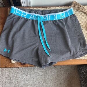 Under Armour Women’s Charcoal Shorts with Teal Waistband